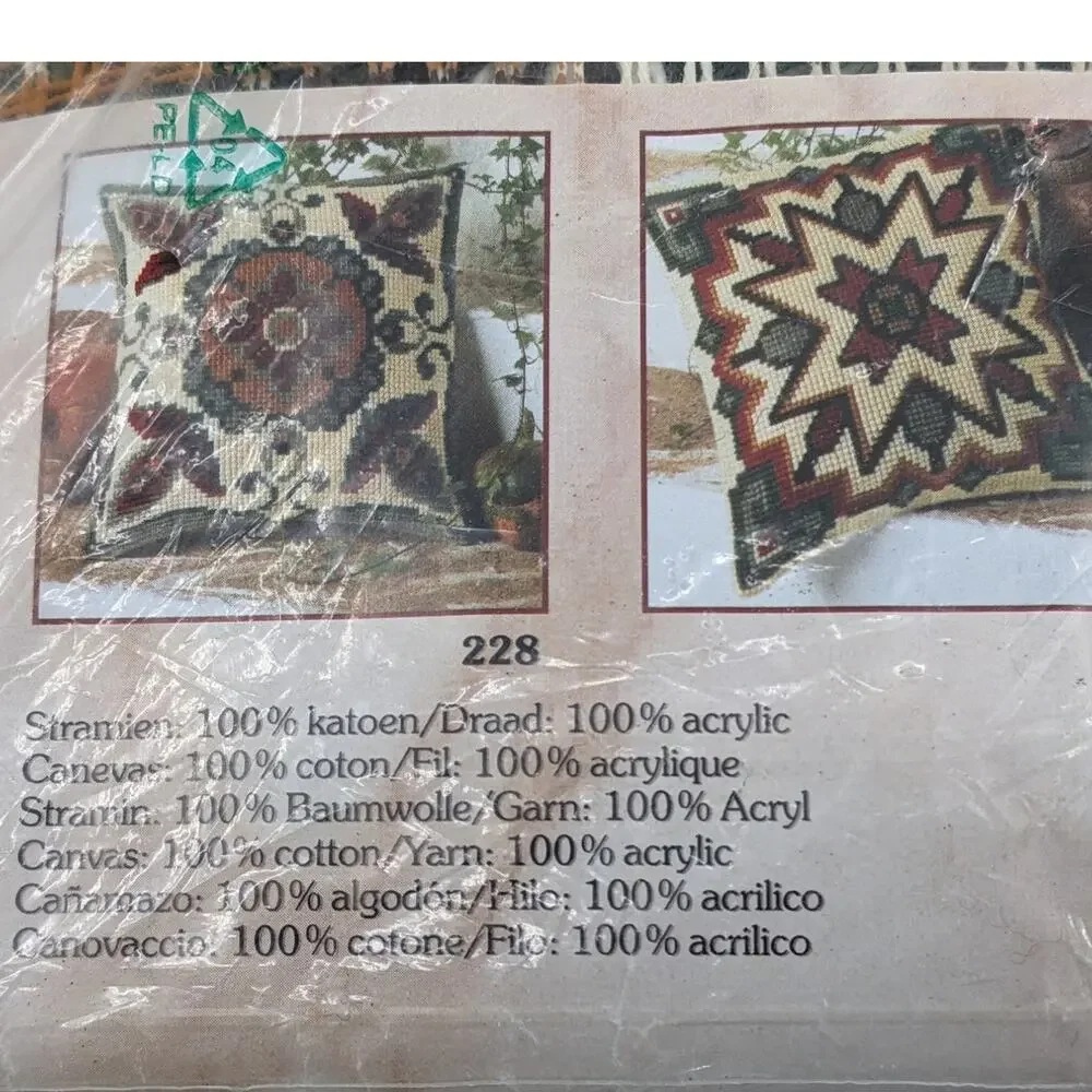 Lot 3 Vintage 1980's NEEDLECRAFT PILLOW KITS Creative Circle Vervaco Scheepjes